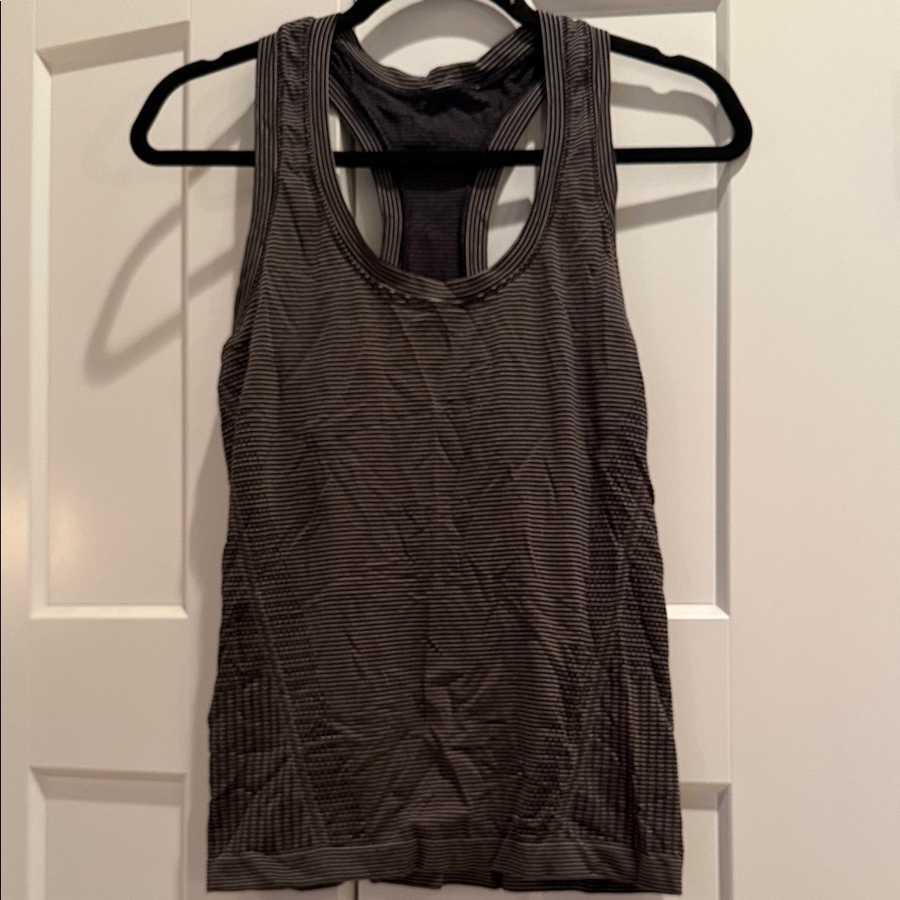 Athleta Black Striped Tank Top
